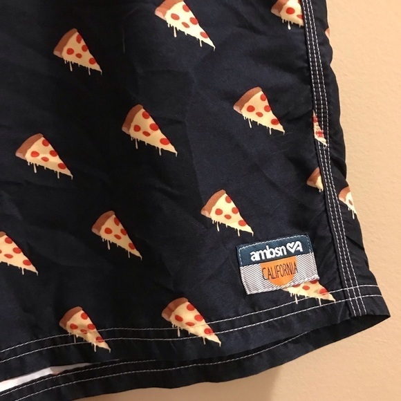 Ambsn California Pizza Swim Trunks Board Shorts - Picture 4 of 9
